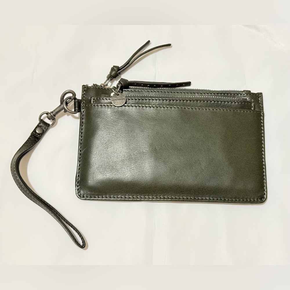 Lucky Brand Olive Green Leather Wristlet Wallet